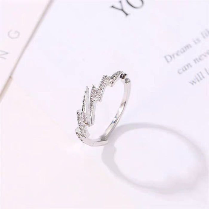 Wholesale Lightning Hip-Hop Ring Opening Adjustable Niche Design Gift