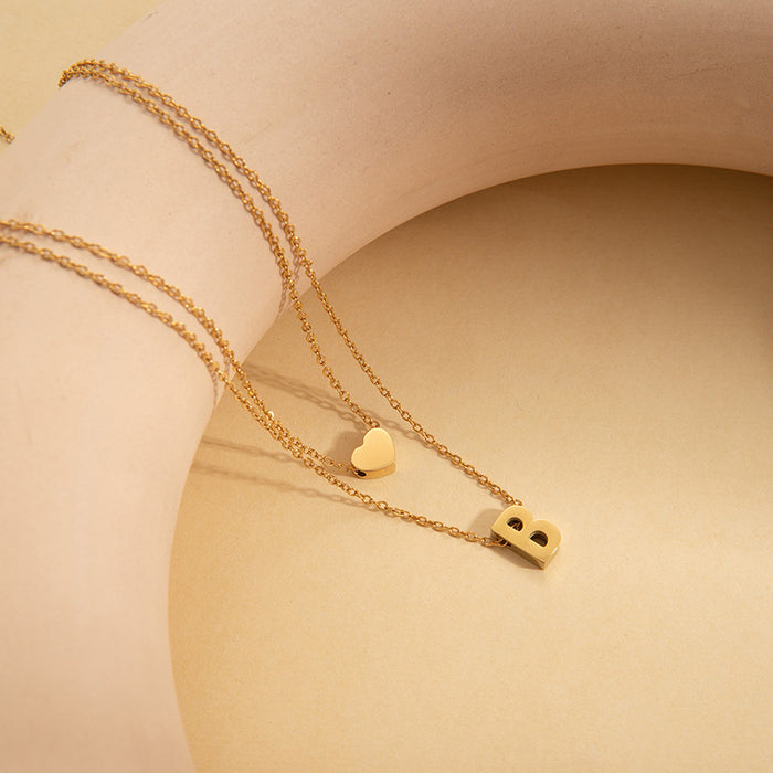 Wholesale 26 English Letters — Fade-Resistant Titanium Steel Clavicle Necklace