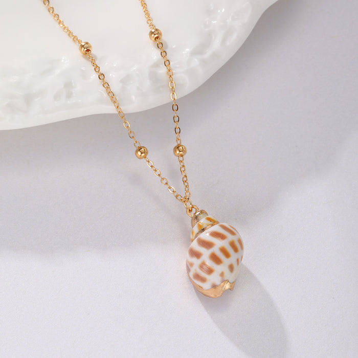 Wholesale Beach seashell gold-plated pendant seashell necklace