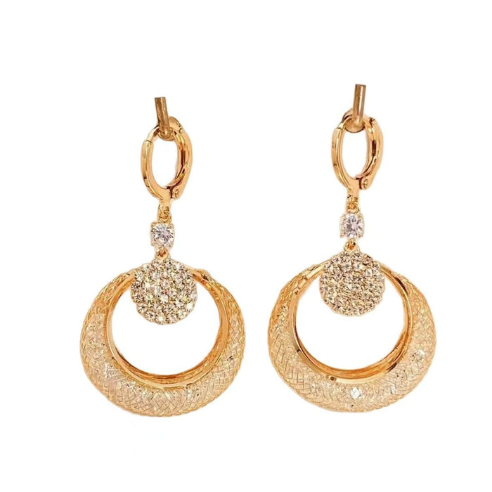 Wholesale New temperament mesh crystal cat eye stone long earrings, light luxury, high-end, personalized ear loops, fashionable and versatile