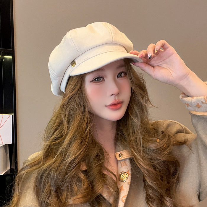 Wholesale Hat Women's Retro Octagonal Hat Versatile Beret Literary Newspaper Children's Hat