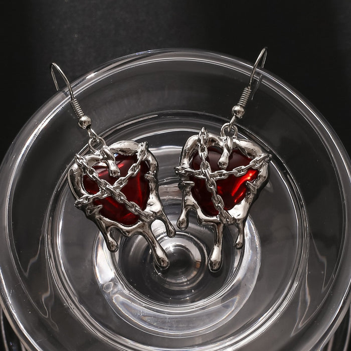 Wholesale Lava Love Heart Blood Alloy Earrings JDC-ES-JunJie003