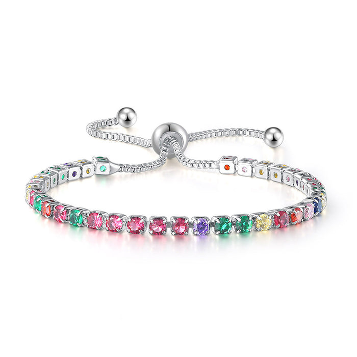 Wholesale Colored zircon bracelet, women's full diamond crystal tennis wholesale accessories