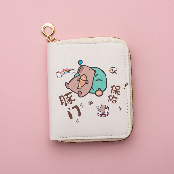 Wholesale Cute Cartoon Short PU Capi Bara Children Student Simple Coin Purse Card Holder Wallet JDC-WT-QT003