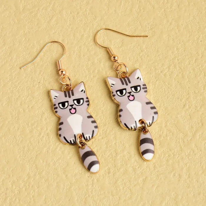 Wholesale Cartoon Cute Kitten Alloy Earrings JDC-ES-HaoH002