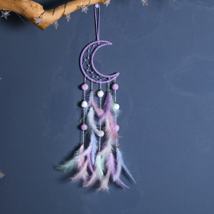 Wholesale Trendy Handmade Dreamcatcher Pendant with Feathers Iron Frame Bag Charm
