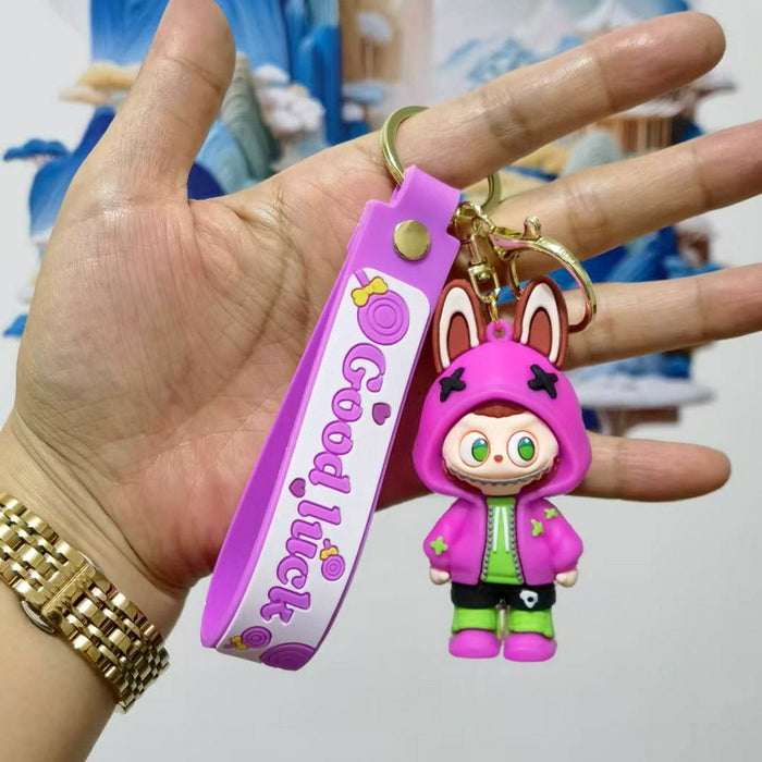 Wholesale Cute cartoon trendy schoolbag pendant keychain furry cute little monster