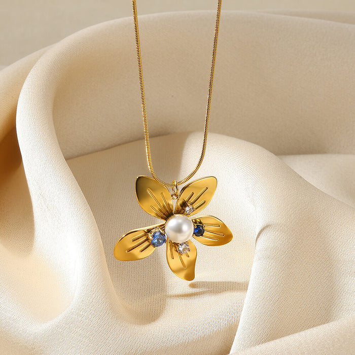 Wholesale Stainless Steel Flower Sunflower Necklace Minimalist Pendant Jewelry