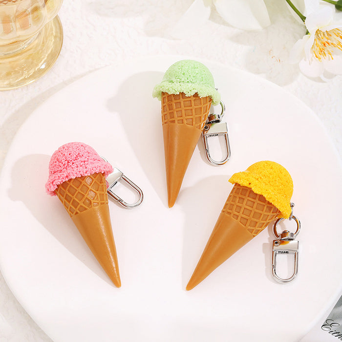 Wholesale PVC Cartoon Ice Cream Cone Keychain Fashion DIY Accessory MOQ≥2
