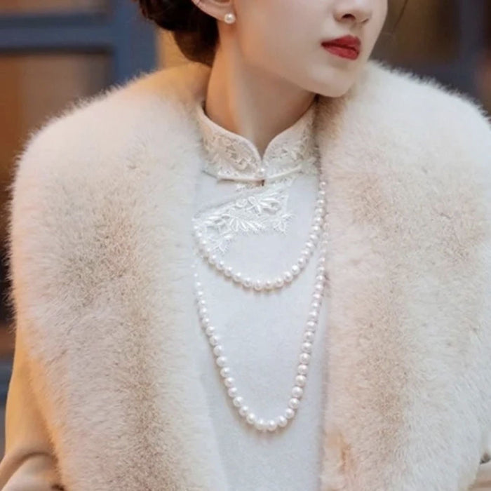 Wholesale Imitation pearl chain long necklace sweater chain with multiple loops