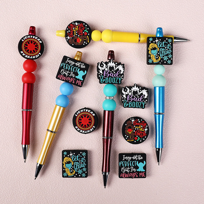 Wholesale 20pcs cartoon focus beads letter silicone beads diy bracelet necklace loose beads accessories tire silicone beads