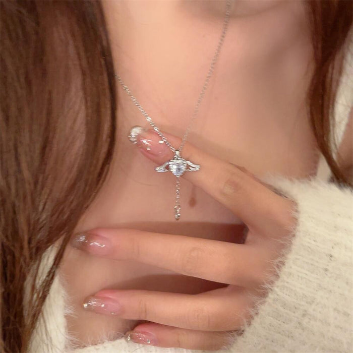 Wholesale Necklace Love Zircon Romantic Angel Clavicle Chain Light Luxury Heart Shaped Neck Chain
