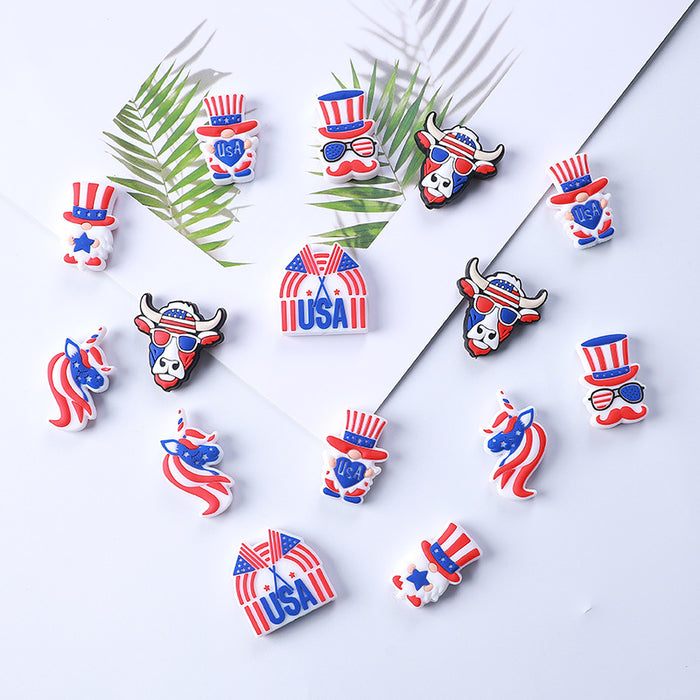 Wholesale 20pcs Independence Day Themed Silicone Beads JDC-BDS-HeXing011