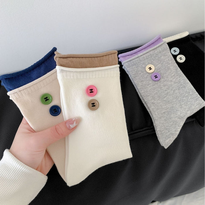 Wholesale Double layered rolled edge socks with niche design, sweat absorbing combed cotton boneless pile socks