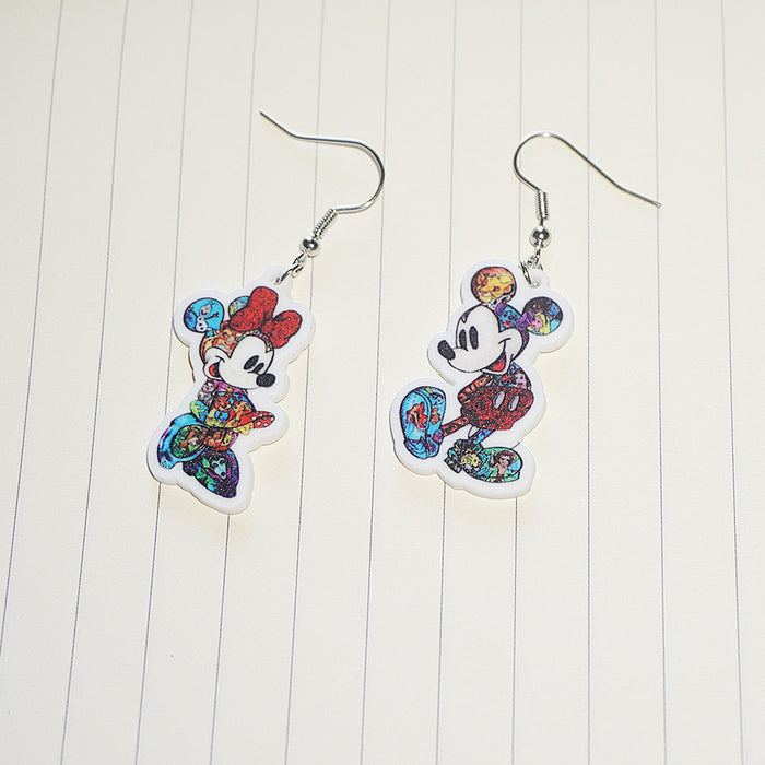 Wholesale Cute cartoon asymmetrical earrings acrylic earrings pendant jewelry