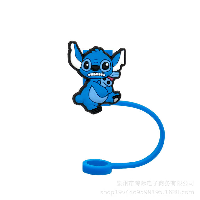 Wholesale New Cute Anime Party Straw Decoration Cartoon Straw Cover Straw Cap Silicone Dust Stopper Cross border Product