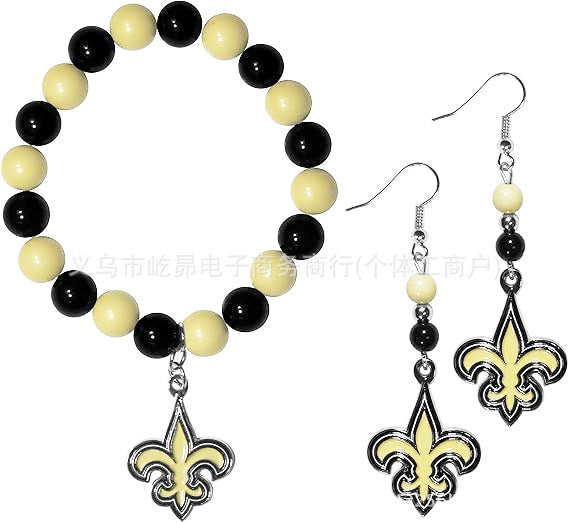 Wholesale Football Colored Candy Acrylic Bead Bracelet Earring Set