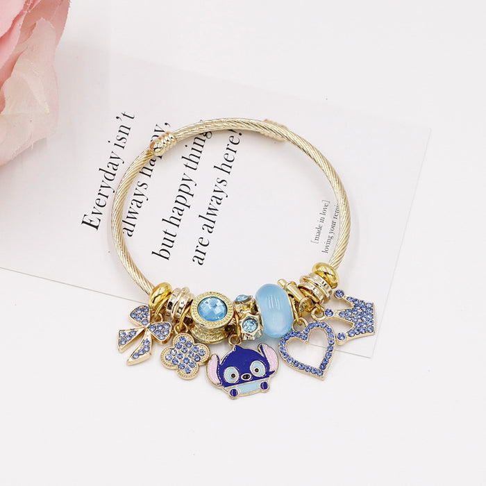 Wholesale Women' s Beaded Bracelet with Rhinestone Heart Bow Pendant MOQ≥2