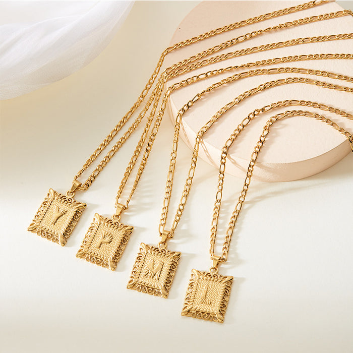 Wholesale Stainless steel necklace with letters Titanium steel colorfast hollow clavicle chain accessories