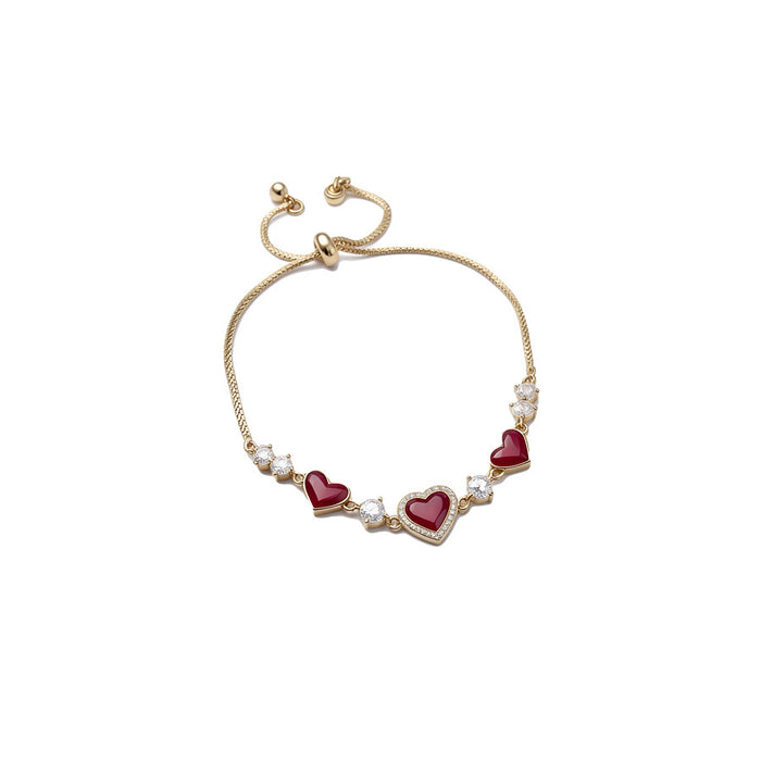 Wholesale Gold Plated Zircon Heart Bracelet Stylish Women' s Fashion Accessory