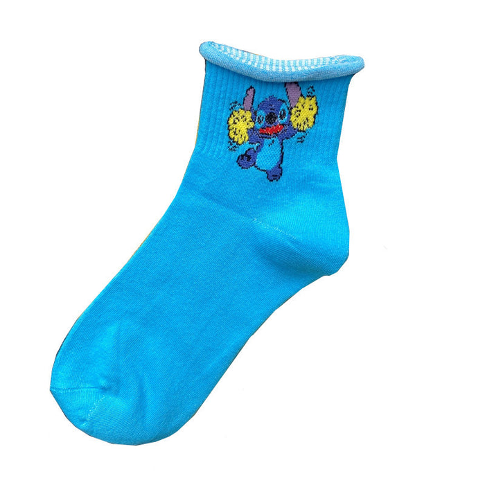 Wholesale Mid length socks for children and couples, versatile rolled edge short socks