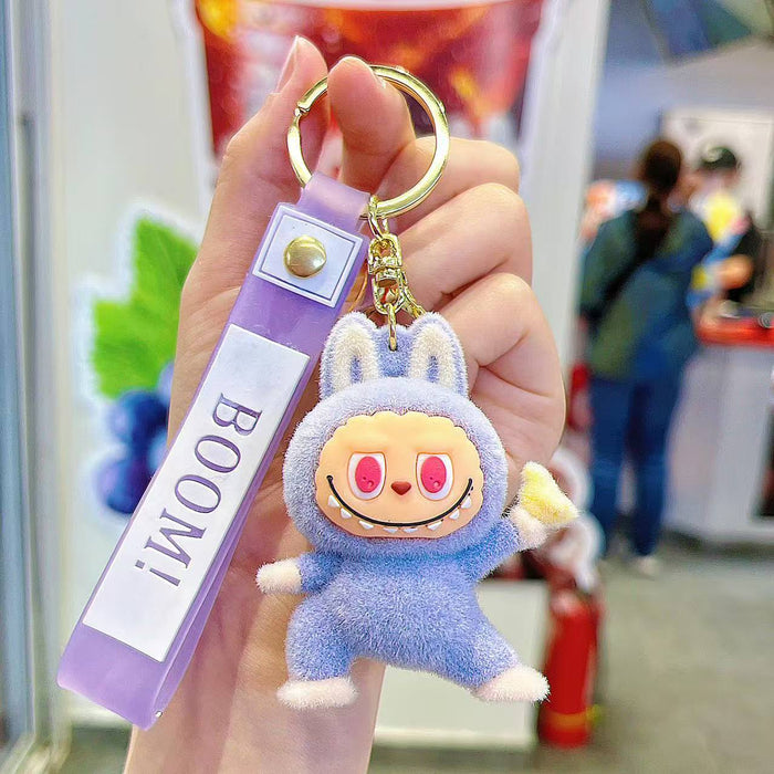 Wholesale Cute flocked plush toy keychains in various colors