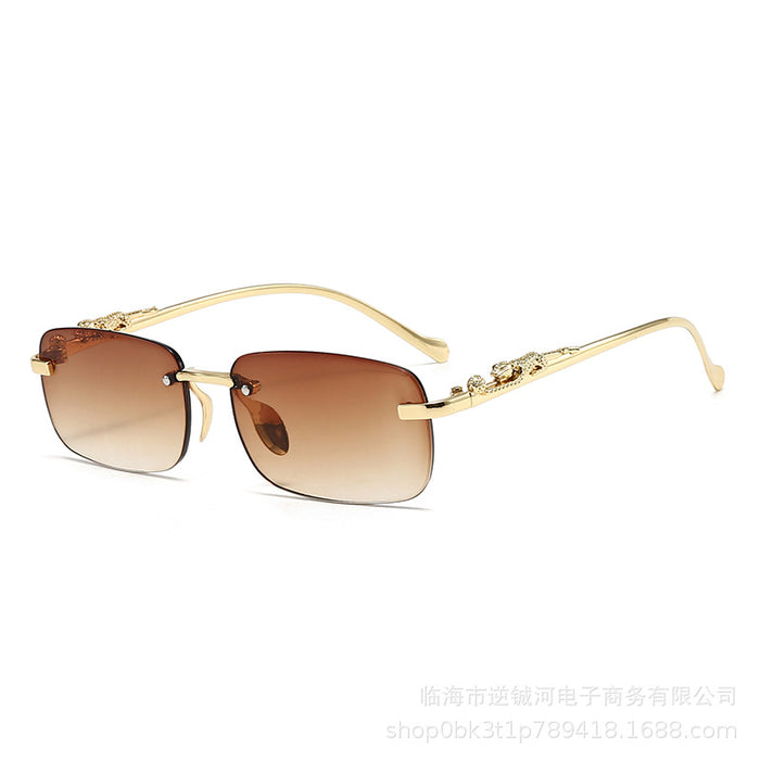 Wholesale Metal frameless glasses, personalized cut edge sunglasses, colored lenses, retro sunglasses, color changing sunglasses