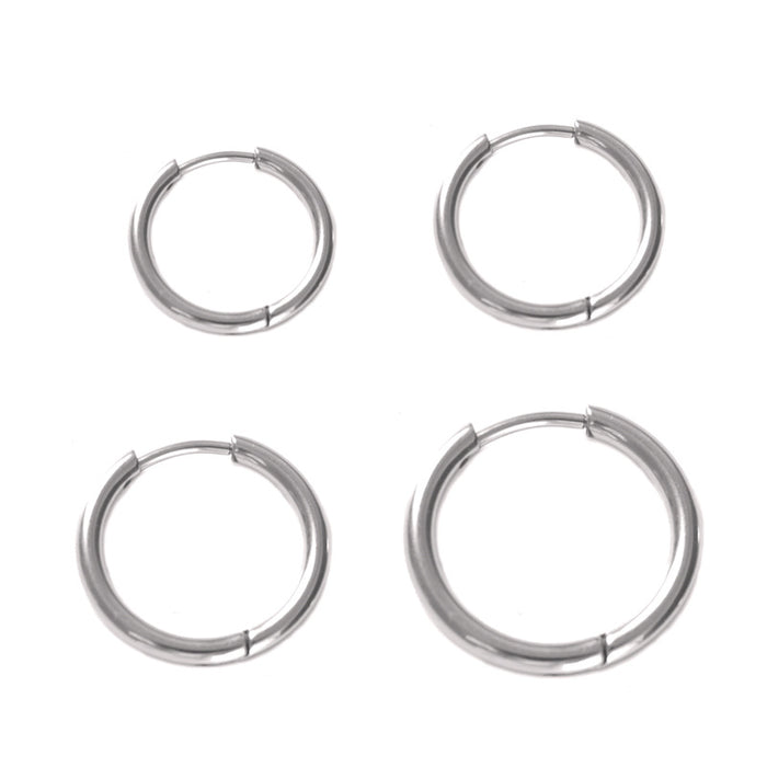 Wholesale Titanium steel earrings with ear buckles for both men and women, simple ear bone earrings, personalized style, versatile for daily use, round thread ear buckle