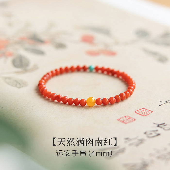 Wholesale Natural Red Agate Bracelet with Small Rice Beads and Multiple Circles