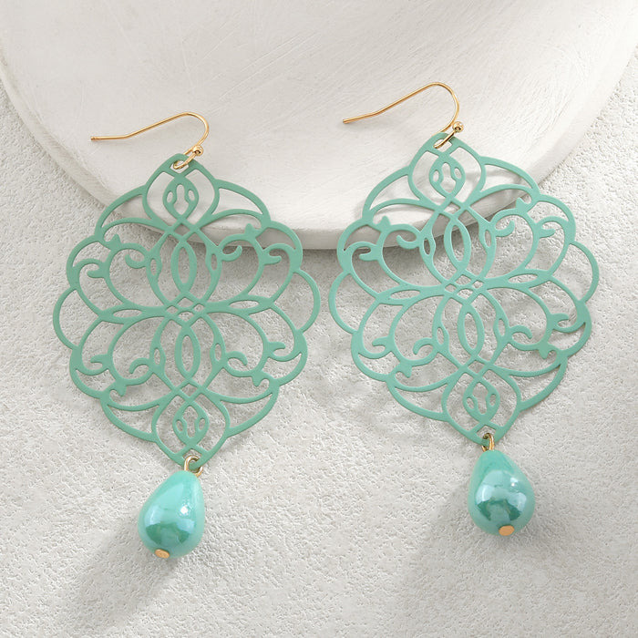 Wholesale Hollow out pendant made of iron sheet, spray painted acrylic pendant, earrings for girls, earrings