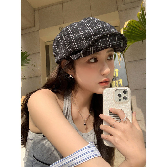 Wholesale Plaid beret versatile painter's hat