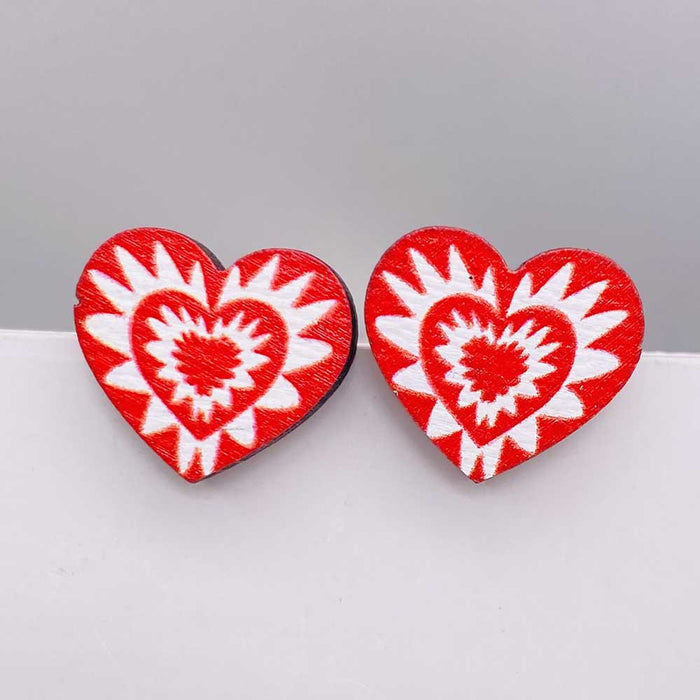 Wholesale Valentine' s Day wooden earrings pink envelope dwarf rose lovely earrings Valentine' s Day jewelry