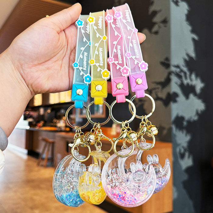 Wholesale Luminous Bubble Bead Star Moon Rabbit Sand Keychain