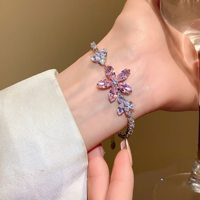 Wholesale Pink Zircon Geometric Round Pull-out Bracelet