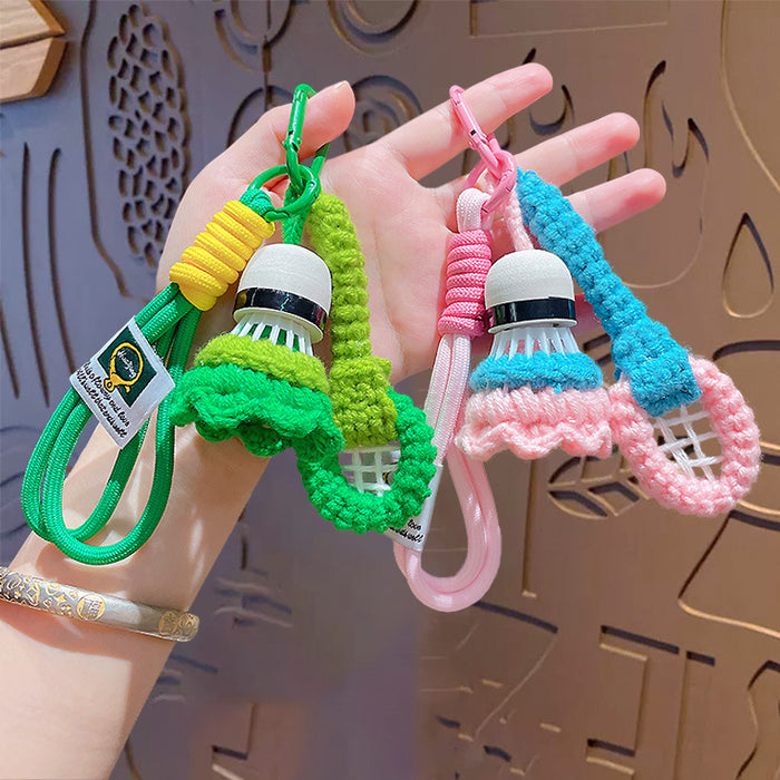 Wholesale Hand-woven badminton pendant wool bag pendant finished woven badminton keychain