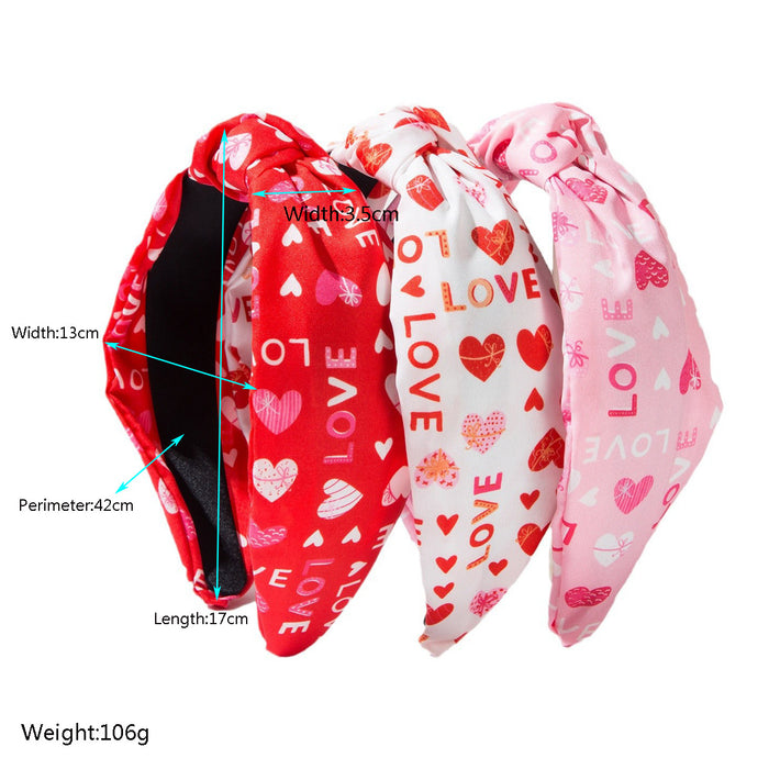 Wholesale Valentine' s Day 3-pack fabric printed letter heart headbands