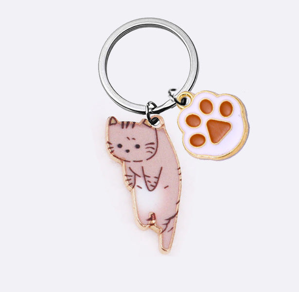Wholesale Cute cartoon Cat keychain alloy dripping accessories student backpack pendant small gift