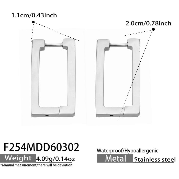 Wholesale Minimalist Geometric Rectangular Stainless Steel Hoop Earrings