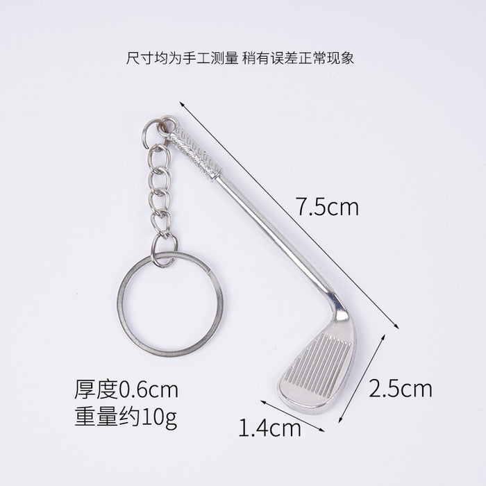 Wholesale Metal Golf Ball And Club Keychain Bag Charm Stylish Couple Gift Car Key Accessory MOQ≥2