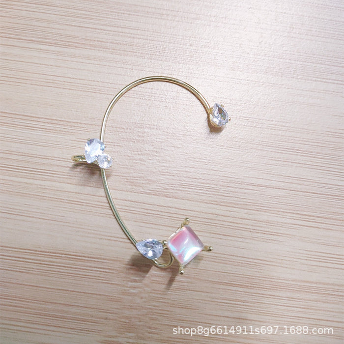 Wholesale Earless zircon crystal ear hooks with niche design, simple and personalized earrings