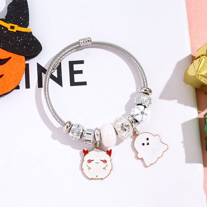 Wholesale  Witch Bat Pendant Stainless Steel Bracelet MOQ≥2