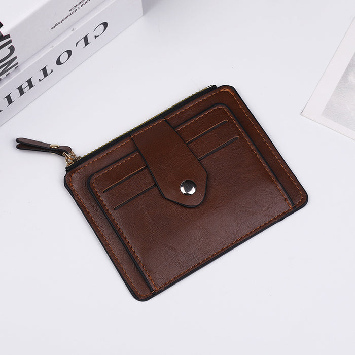 Wholesale Chic Solid Color Card Holder Wallet PU Leather Black Daily Matching Resale MOQ≥2