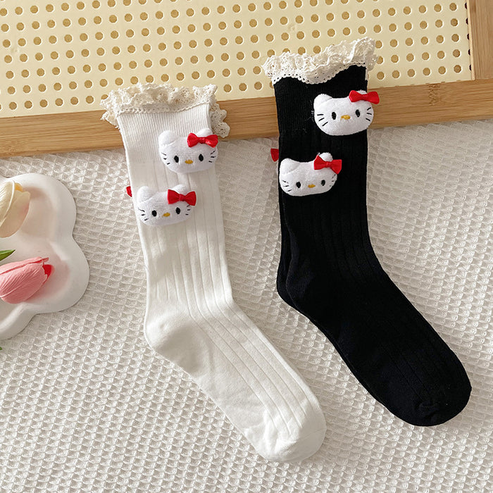 Wholesale Cat lace socks autumn and winter pile socks sweet girl tube socks
