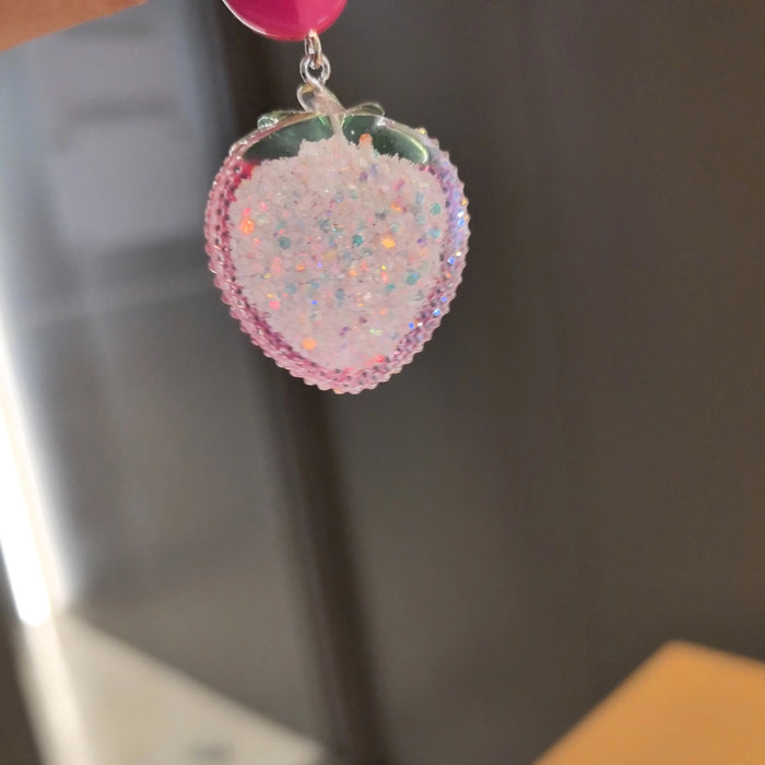 Wholesale Strawberry Double Ball Silver Needle Earrings sweet