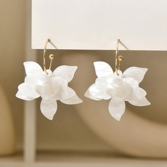 Wholesale Three-Dimensional Aesthetic Gardenia Flower Earrings for Women