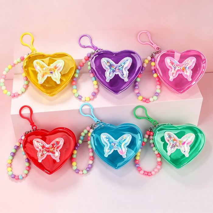 Wholesale Heart Butterfly Transparent Jelly PVC Coin Purse Stylish Fashion Accessory Gift
