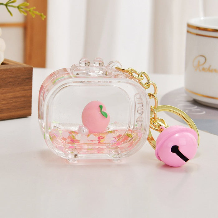 Wholesale Quicksand Bottle Cartoon Kitten Keychain