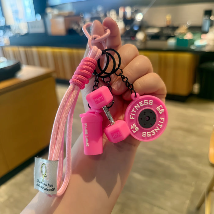 Wholesale Creative Mini Fitness Barbell Keychain