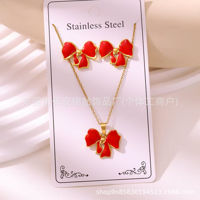 Wholesale 304 Stainless Steel Vacuum Plated Earrings and Necklace Set