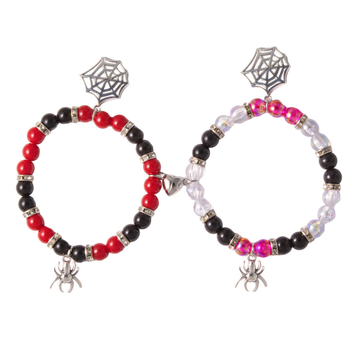 Wholesale  Couple Bracelet Red and Black Beaded Bracelet  Pendant Holiday Gift
